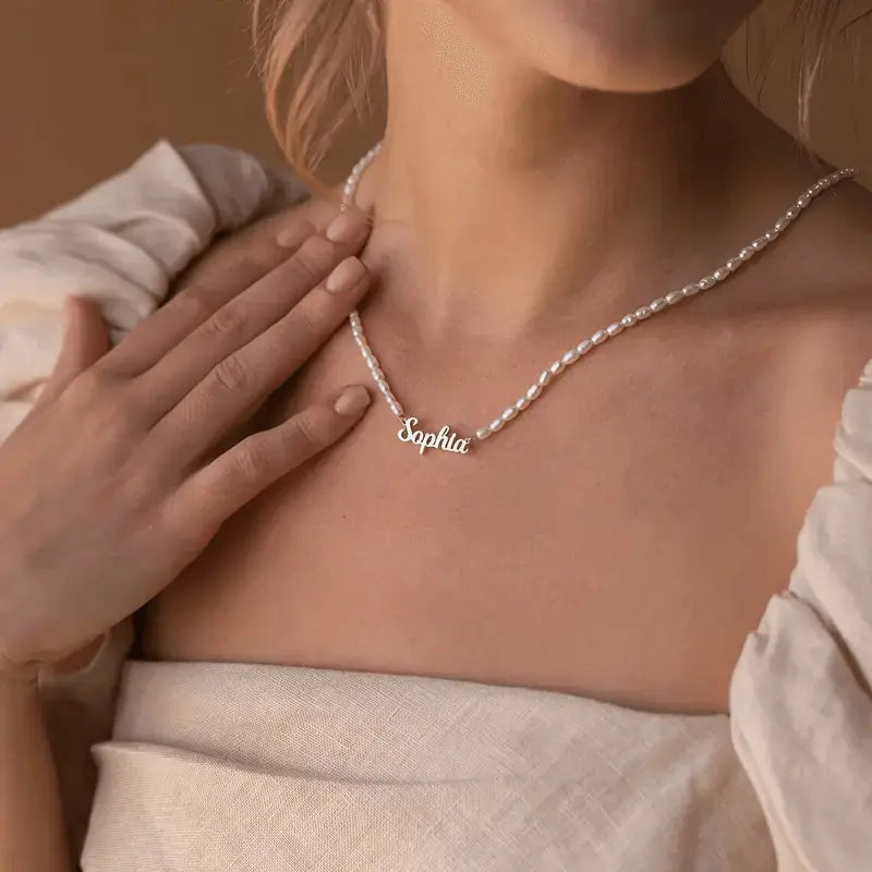 Collier personnalisé prénom et perles d'eau douce — photo 7