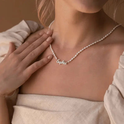 Collier personnalisé prénom et perles d'eau douce — photo 7