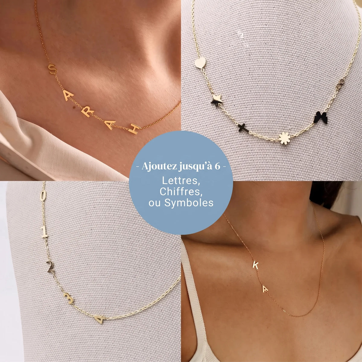 Collier personnalisé avec initiales latérales